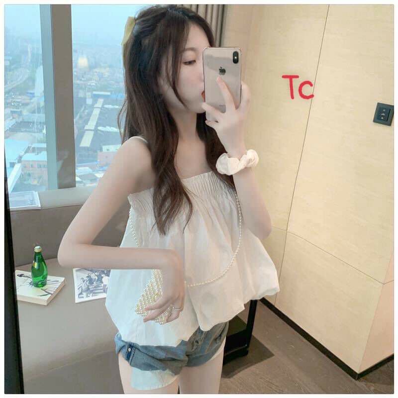[HÀNG MỚI HOT HIT] ÁO HAI DÂY KIỂU DÁNG MỚI LẠ, CHẤT LỤA THÔ MỀM MẠI, HAI MÀU ĐEN TRẮNG CỰC XINH