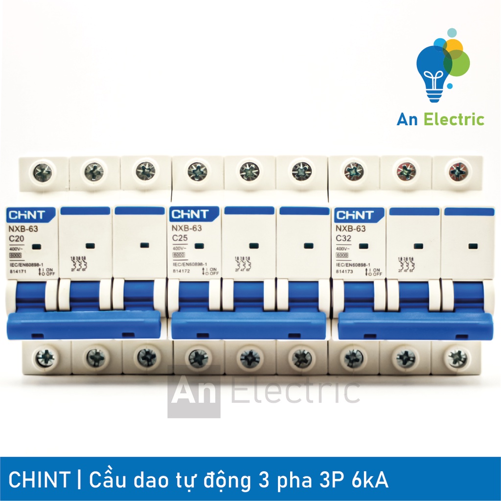Cầu dao tự động 3 pha 3P 6A 10A 16A 20A 25A 32A 40A 50A 63A 6kA MCB CHINT NXB-63