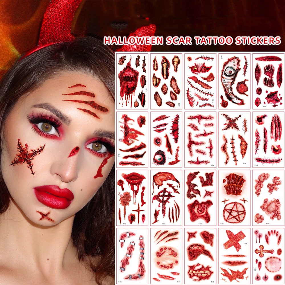 Hình Xăm Dán Kinh Dị Hóa Trang Halloween