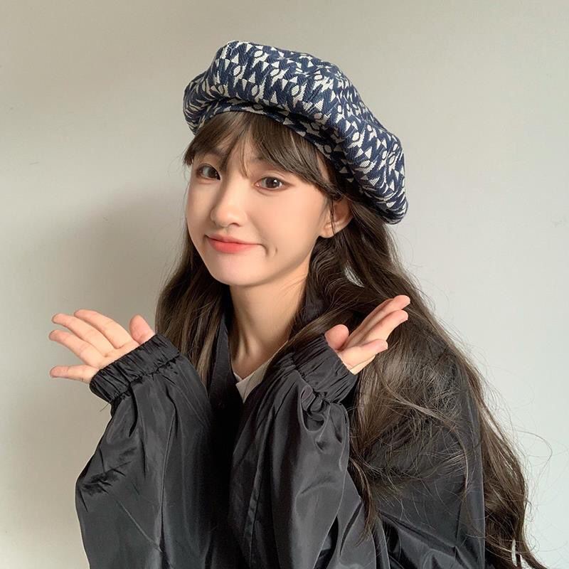 Wn Mũ Beret Họa Sĩ Màu Xanh Dương Phong Cách Retro Nhật Bản Thời Trang Thu Đông Dành Cho Nữ