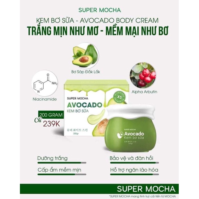 Kem Body Bơ Sữa Mocha hộp 200g