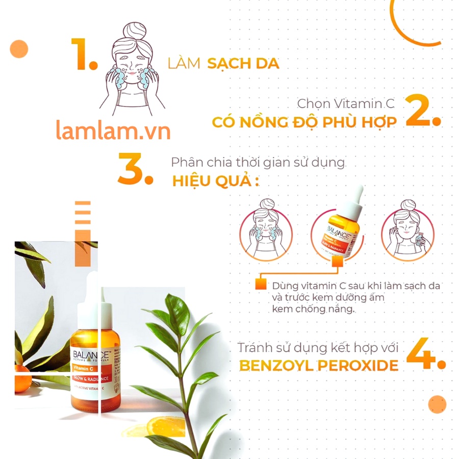 Tinh Chất Balance Active Formula Vitamin C Sáng Da 30ml Vitamin C Brightening Serum Glow &amp; Radiance