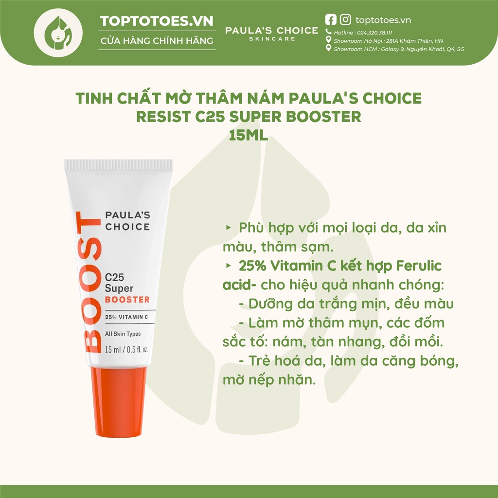 Tinh chất làm sáng da và mờ thâm nám Paula's Choice Resist C25 Super Booster 15ml [NHẬP KHẨU CHÍNH HÃNG 100%]