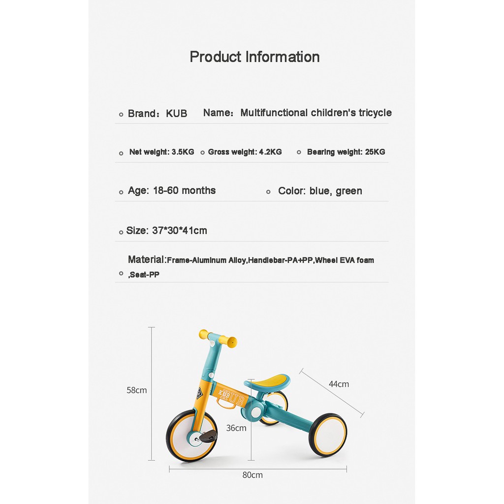 Xe đa năng cho em bé KUB 3 trong 1 (xe đạp, xe cân bằng và xe 3 bánh)