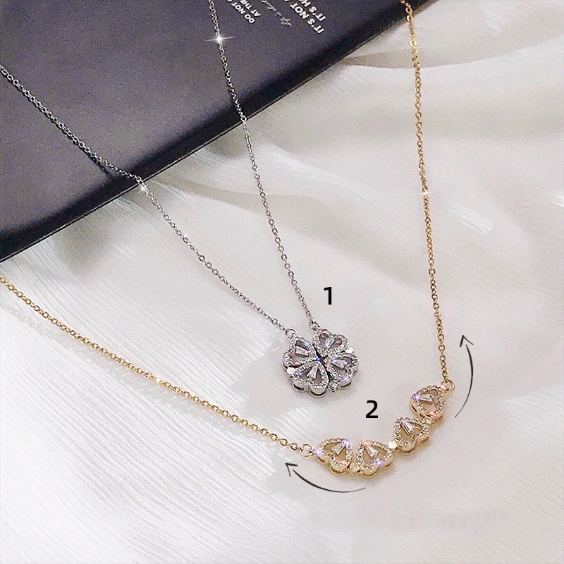 Dây chuyền Cỏ 4 lá thiết kế 2 kiểu đeo cực chất, mẫu mới đẹp xuất sắc, dây titan sáng đẹp bền màu tuyệt đối không han gỉ