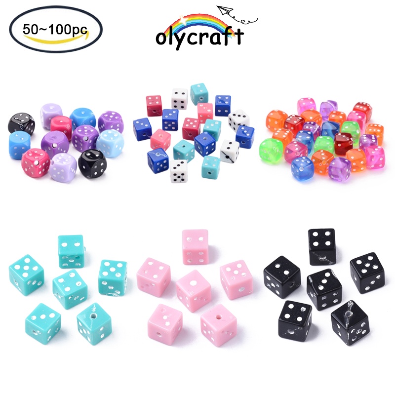 Set 100 viên xí ngầu nhiều màu sắc kích thước 7.5x7.5x7.5mm 1.5mm dùng để làm đồ trang sức thủ công