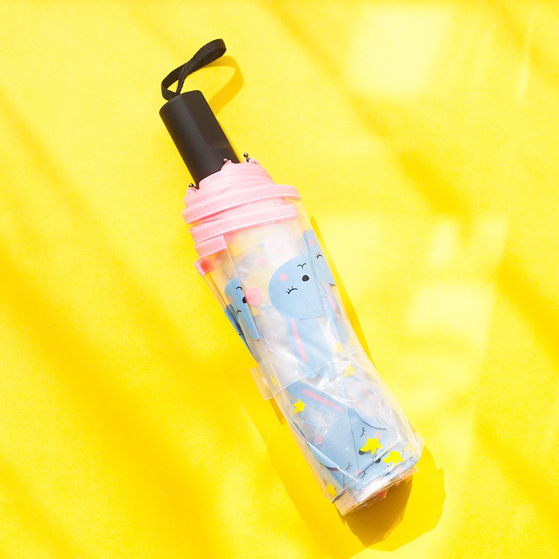 ô dù gấp trong suốt đi mưa cao cấp hoạ tiết thỏ trái tim đáng yêu