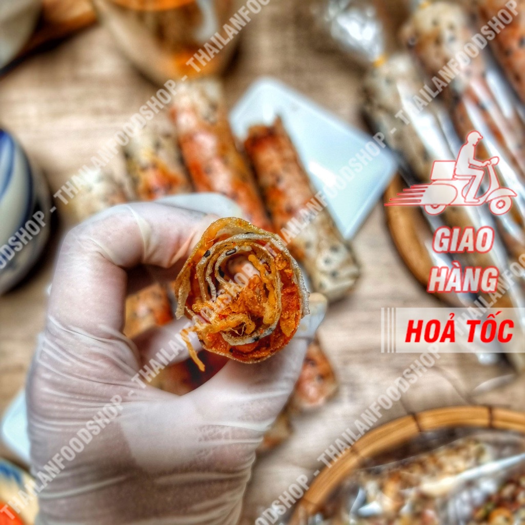 Bánh Tráng Cuộn Chà Bông Hành Phi Mắm Ruốc 10 Cuộn