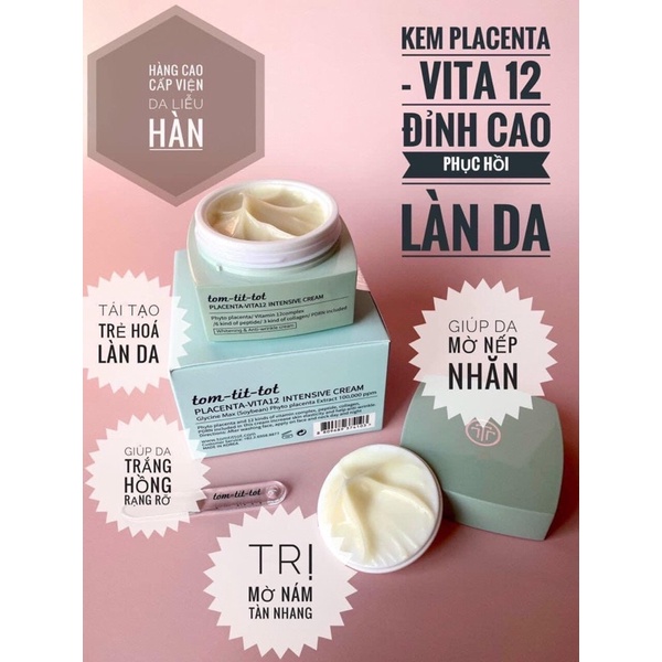 Kem dưỡng phục hồi tái tạo căng bóng da nhau thai placenta vita12 tom tit tot
