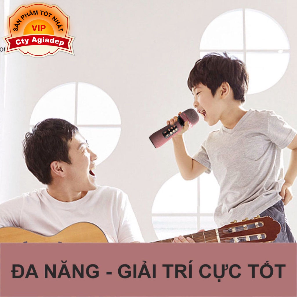 Mic Karaoke Kiêm Loa Bluetooth WS-898, Micro không dây hát karaoke mini cầm tay Nâng giọng cực chất, Loa hát karaoke AGD