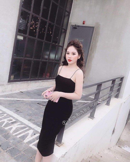Váy ôm body 2 dây sợi bún dáng dài