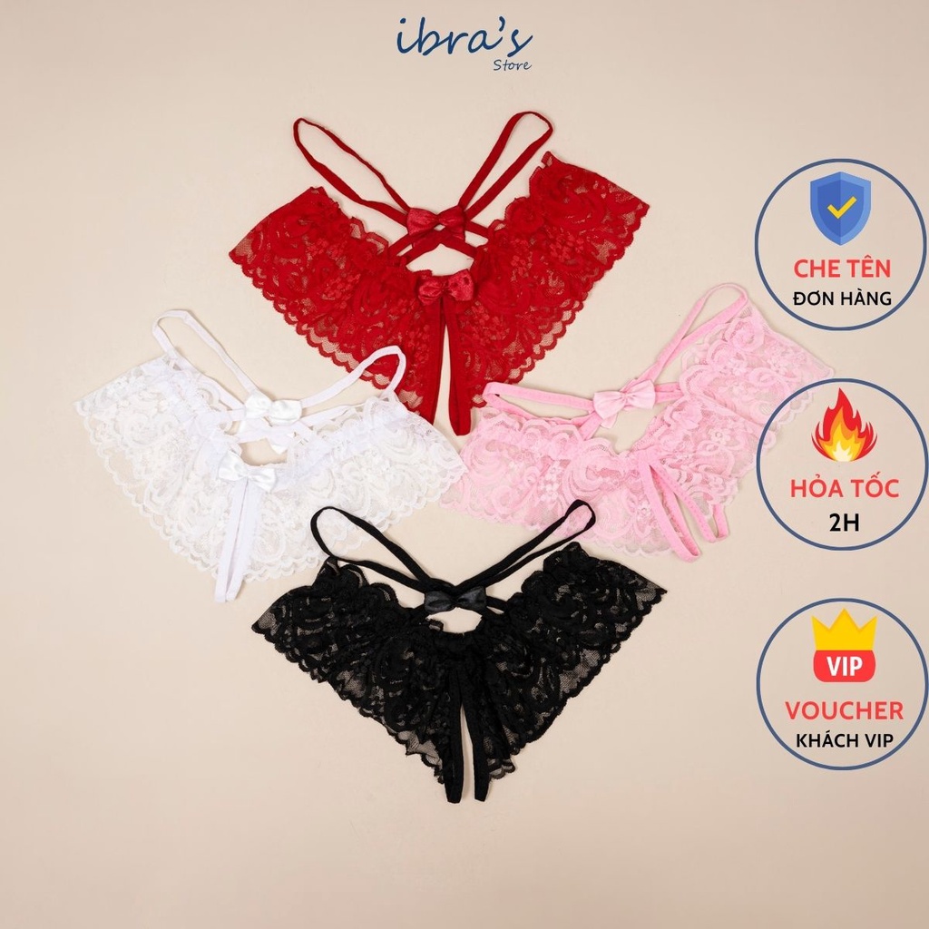 Quần Lót Ren Xẻ Đáy Phối Dây Siêu Đẹp, Quần Lót Nữ Lọt Khe Sexy Hở Đáy Lưới Xuyên Thấu Quyến rũ IBRA'S STORE i43