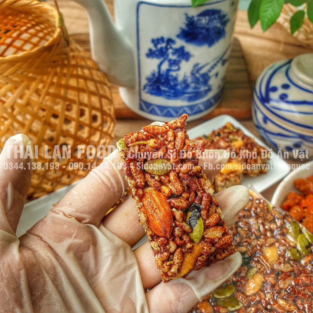 Thanh Gạo Lứt Ngũ Cốc Chà Bông Rong Biển Granola Bar - Ăn Kiêng - Túi Hút Chân Không 500gr