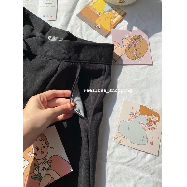 Quần Tây Ống Rộng Dáng Suông Có Dây Thắt Eo (Hình Thật) QT01