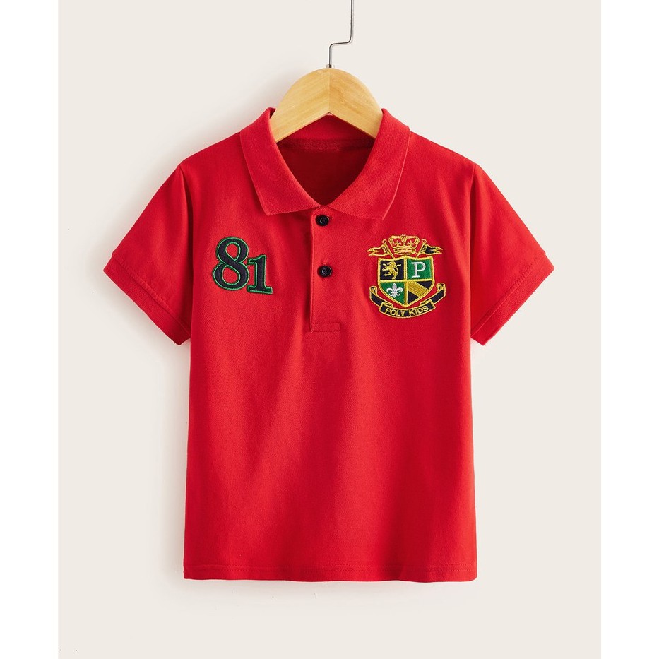 Kids shirt Boy Polo shirt Embroider Lapel Cotton Children Clothing Korean Fashion wear Ready Stock