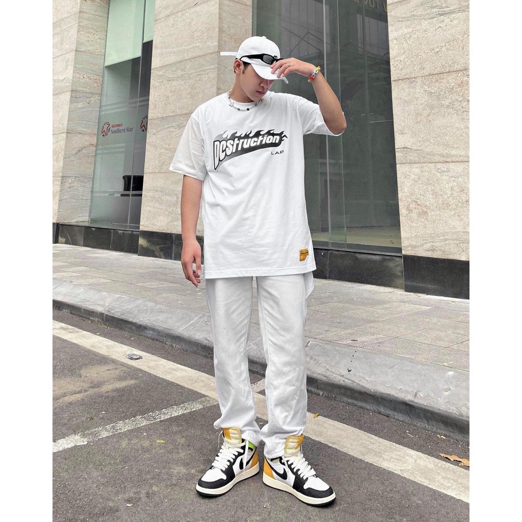 Áo thun local brand Destruction in hoạ tiết logo DFire, cổ tròn, cotton