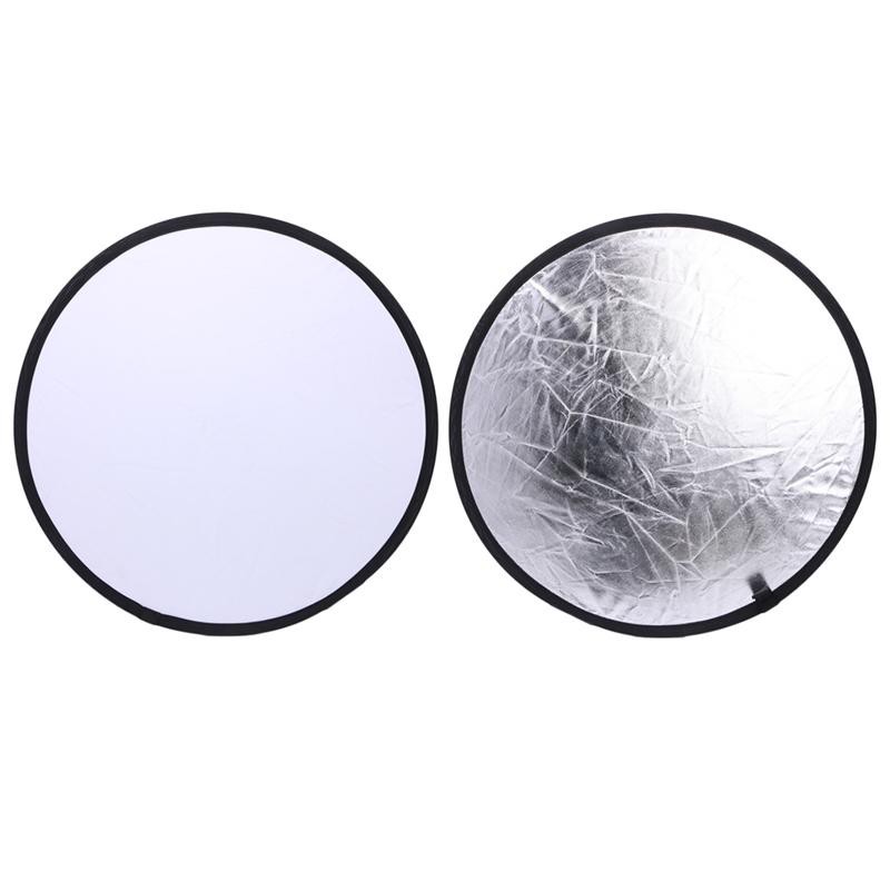 QUU 2 in 1 55-60cm Light Mulit Collapsible Disc Photography Reflector Silver/White