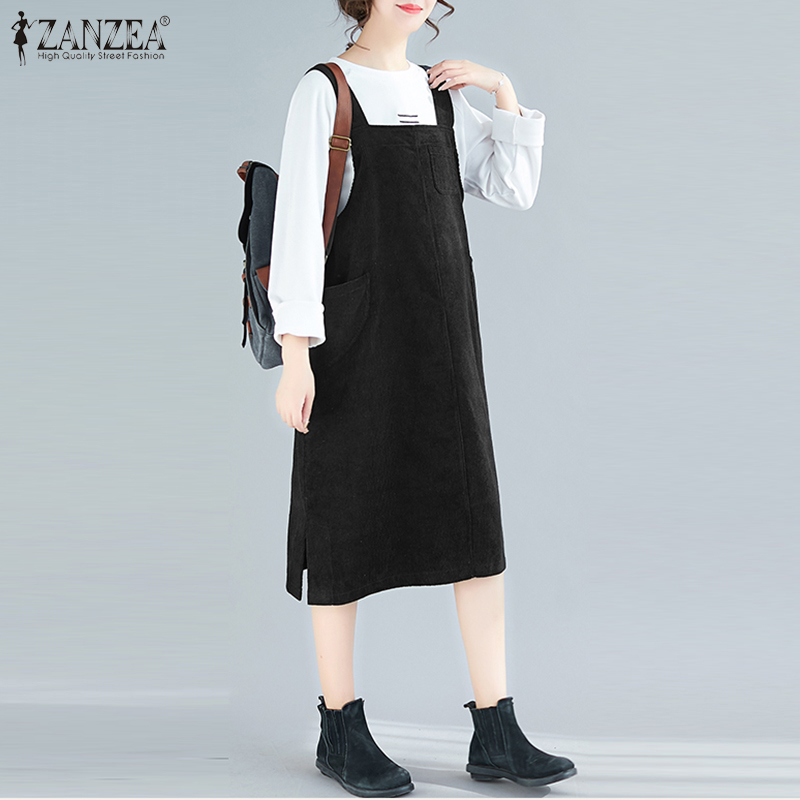 Đầm Yếm Zanzea Chất Nhung Hai Dây Thời Trang Đáng Yêu Cho Nữ