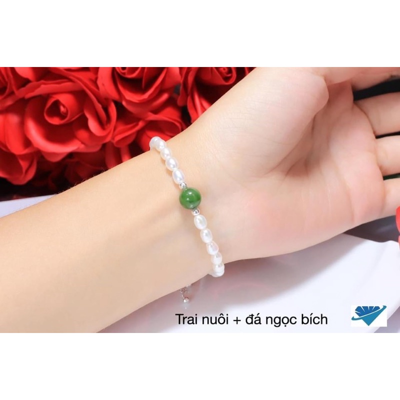 Lắc Tay Nữ Trai Nuôi Kèm Đá Phong Thuỷ Đem lại May Măn Dáng Dây Rút Tự Điều Chỉnh Độ Dài Theo Yêu Cầu ( Ảnh Thật )