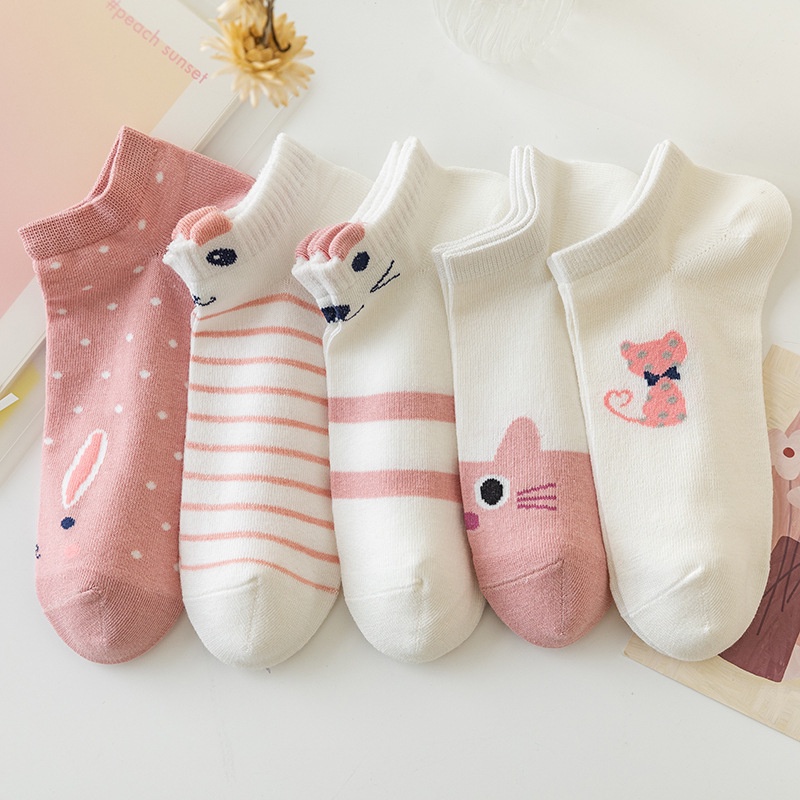 Set 5 Đôi Vớ Cổ Thấp Phong Cách Hàn Quốc Dành Cho Nữ