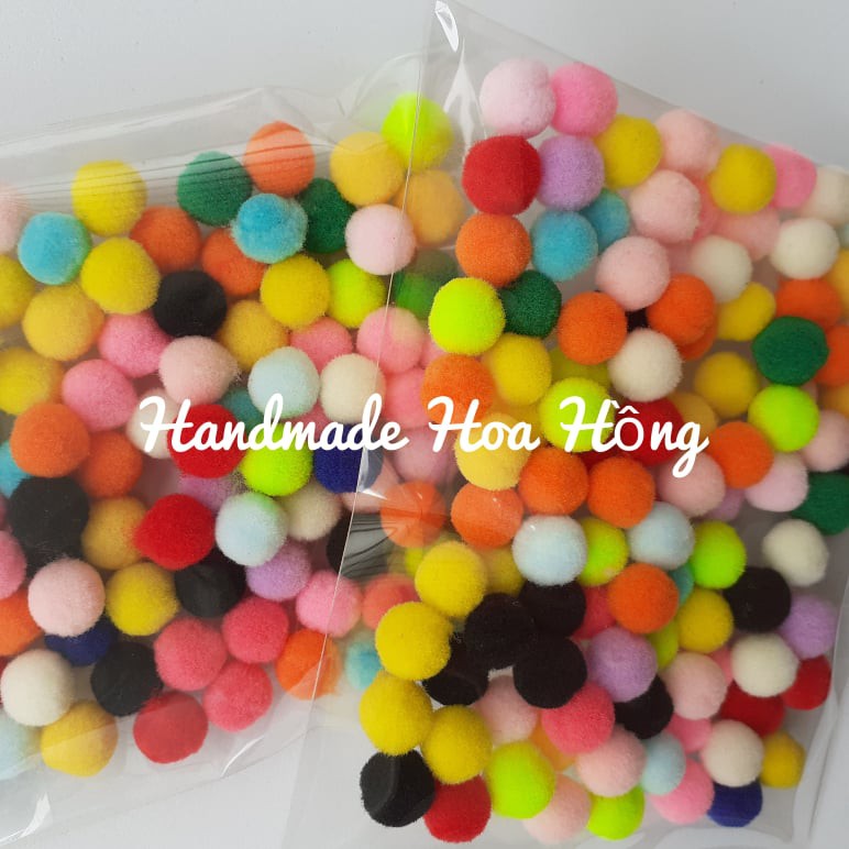 100 hạt bông PomPom / hạt bombom, có nhiều màu