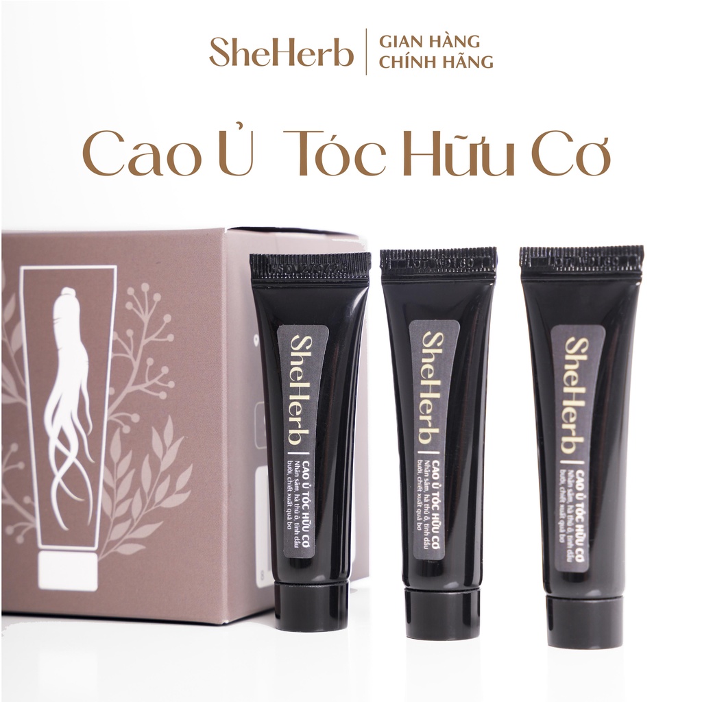 Cao Ủ Tóc Nhân Sâm Tươi Ngăn Ngừa Rụng Tóc, Phục Hồi Tóc SheHerb - Cho Tóc Mềm Mượt, Chắc Khỏe Hộp 15 Tuýp x 10ml