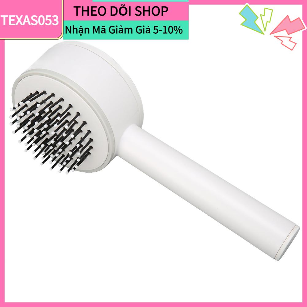 Texas053 Bàn chải xoa bóp đệm khí cho phụ nữ tóc gỡ rối Công cụ tạo kiểu thẳng xoăn Màu trắng