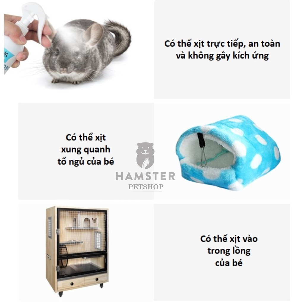 Xịt kháng khuẩn, xịt khử mùi Jonsanty cho hamster, Guinea Pig (bọ ú, chuột lang), thỏ, sóc bắc mỹ, chinchilla
