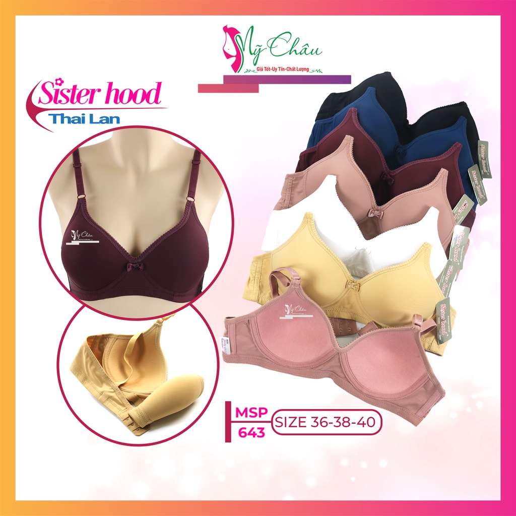 Áo Lót Nữ Bigsize Không Gọng, áo ngực Đệm Mỏng, Trơn, cúp B, đồ lót Thái Lan, Sisterhood 643, Mỹ Châu
