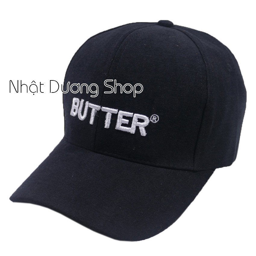 Nón kết vải nhung tăm gân nổi thêu chữ BUTTER thời trang cao cấp thich hợp cho nam và nữ