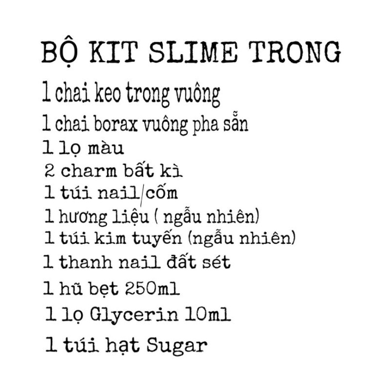 BỘ KIT NGUYÊN LIỆU LÀM SLIME TRONG