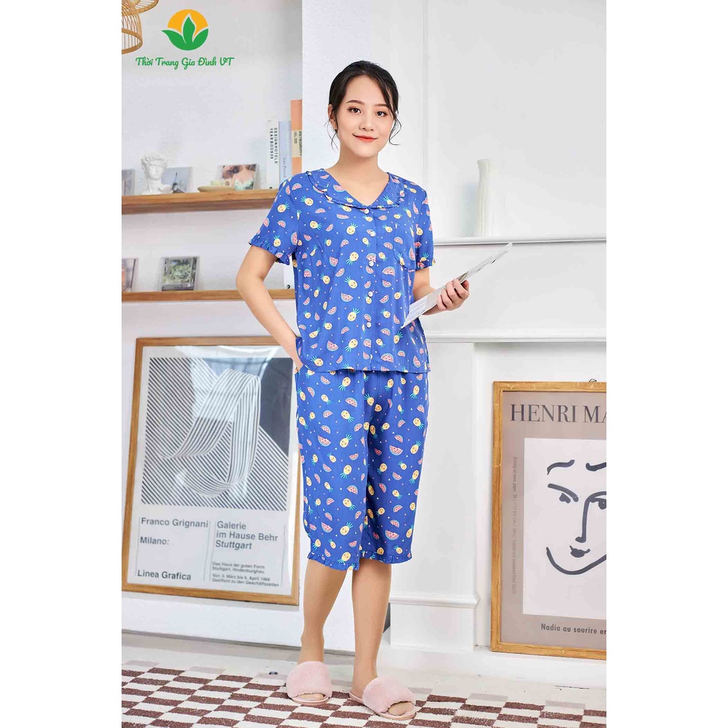 Bộ pijama nữ xuân hè quần lửng, áo cộc tay Việt Thắng B06.2223
