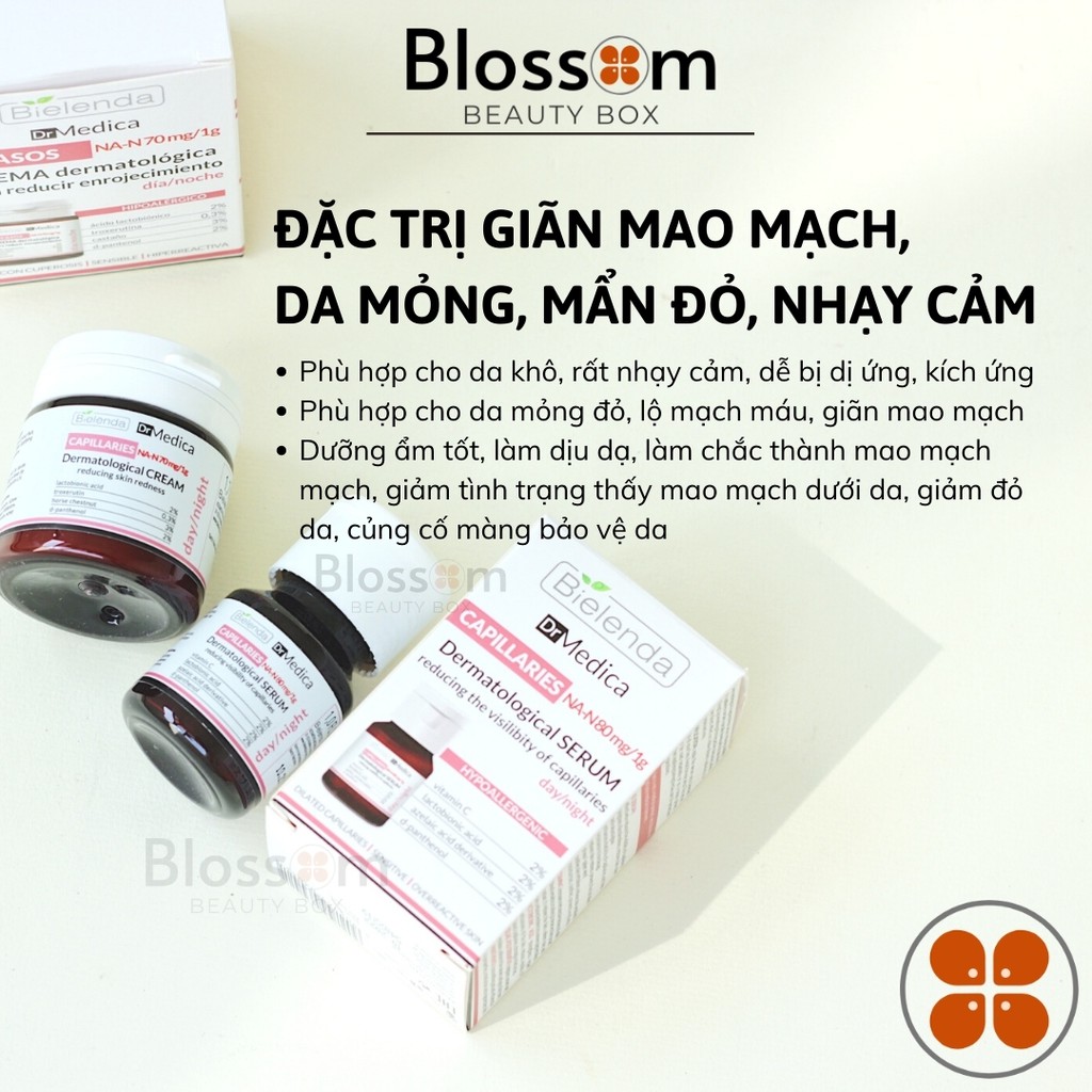 Kem dưỡng &amp; Serum giảm dãn mao mạch, ửng đỏ Dr Medica Reducing Skin Redness capillaries