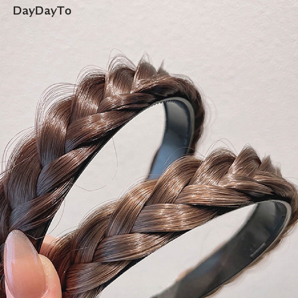 DayDayTo Lazy Wig Twist Headbands for Women Wide Fishbone Braids Hairbands Handmade Retro .