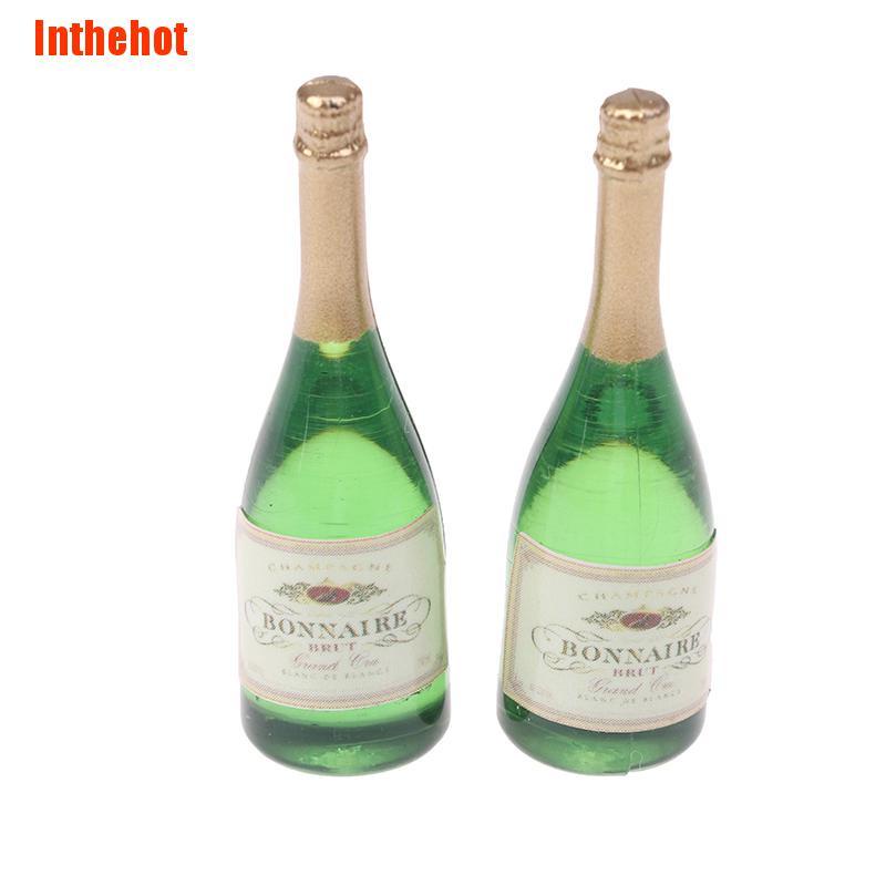 Set 2 mô hình chai sâm panh mini tỉ lệ 1:12 trang trí nhà búp bê