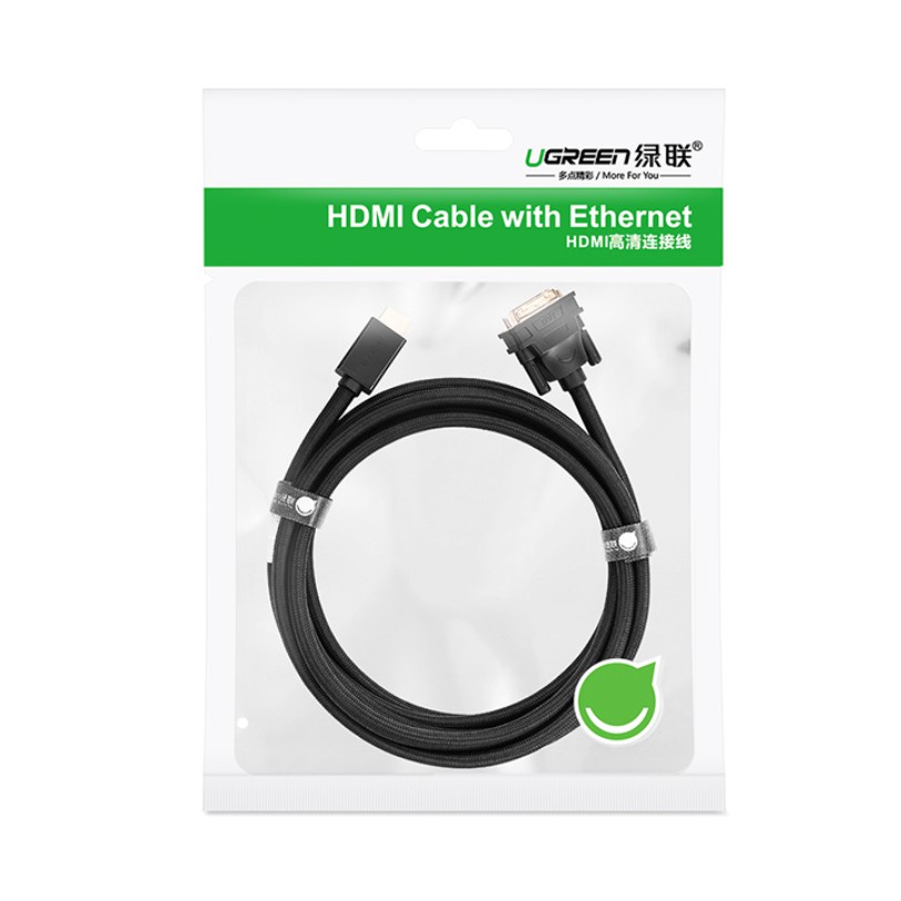Cáp chuyển đổi tín hiệu từ cổng DVI 24+1 sang HDMI và ngược lại dài 2-5m UGREEN HD133