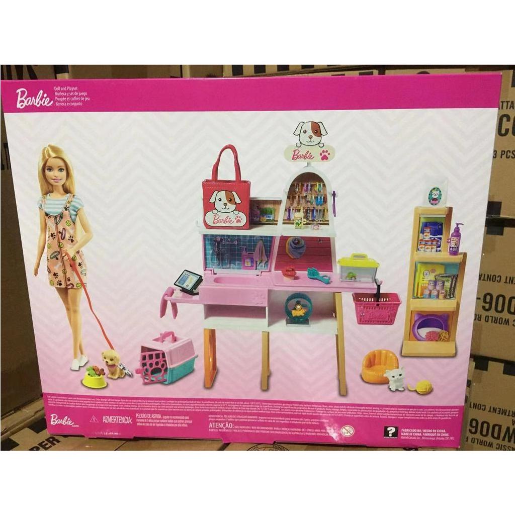 Barbie Doll and Playset, Pet Boutique with 4 Pets, Color-Change Grooming Feature and 20+ Themed Accessories GRG90 Búp Bê Barbie Và Thú Cưng Với 4 Thú Cưng Thay Đổi Màu Sắc Và Phụ Kiện 20 + Chủ Đề GRG90