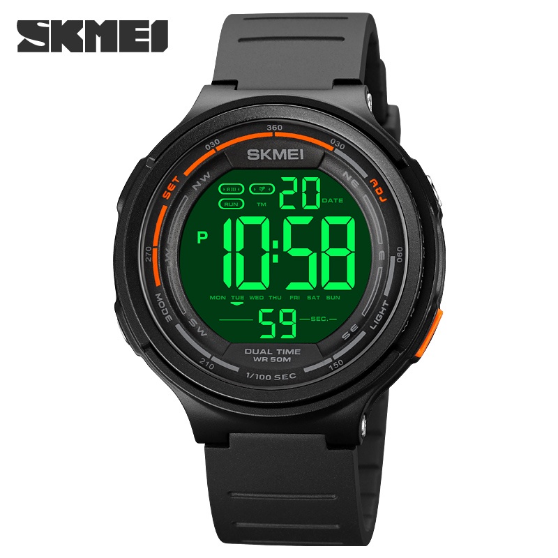 Đồng hồ điện tử SKMEI màn hình đèn LED chống thấm nước có chức năng bấm giờ và báo thức kiểu dáng thể thao cho nam