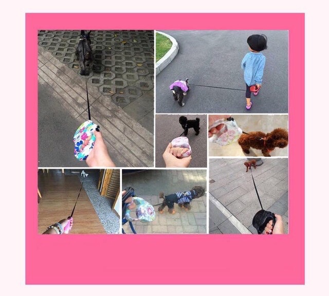 Dây dẫn chó mèo tự động cuộn có tay cầm, đèn pin