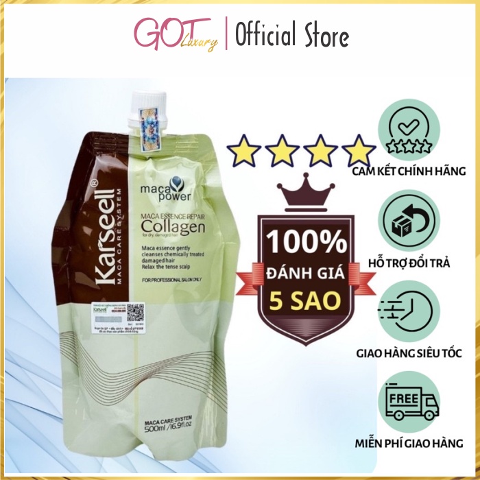 Kem ủ tóc Karseell Maca Power Collagen 500ml phục hồi hư tổn Hấp ủ tóc thẳng mượt bổ xung collagen LOẠI 1 CÓ TEM