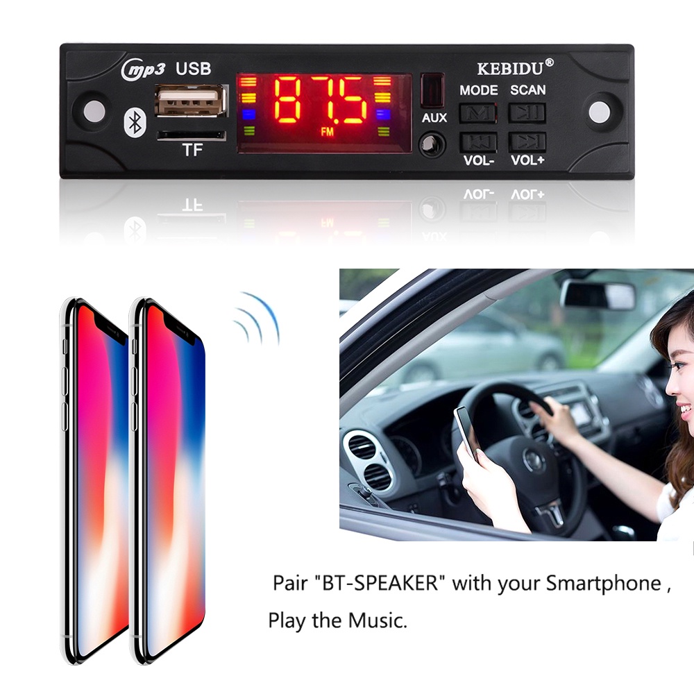 Máy Nghe Nhạc MP3 Không Dây Bluetooth 5.0 5-12V Màn Hình Màu Hỗ Trợ FM WMA USB TF