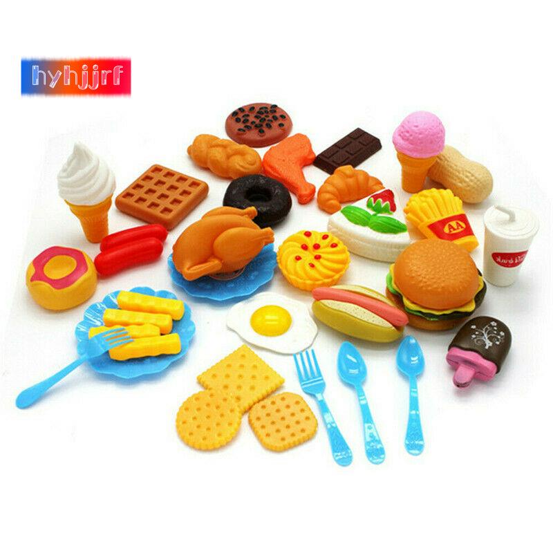 34PCS Kids Toy Pretend Role Sets Play Kitchen Pizza Food Cutting Children Gifts