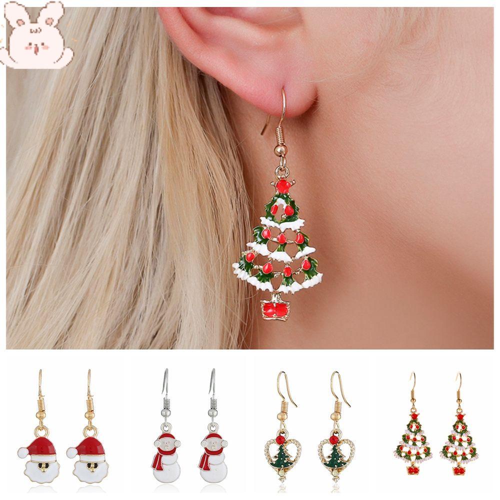 Khuyên Tai Thả Mặt Hình Ông Già Noel Tuần Lộc Giáng Sinh Trang Trí Nhà Cửa Mới