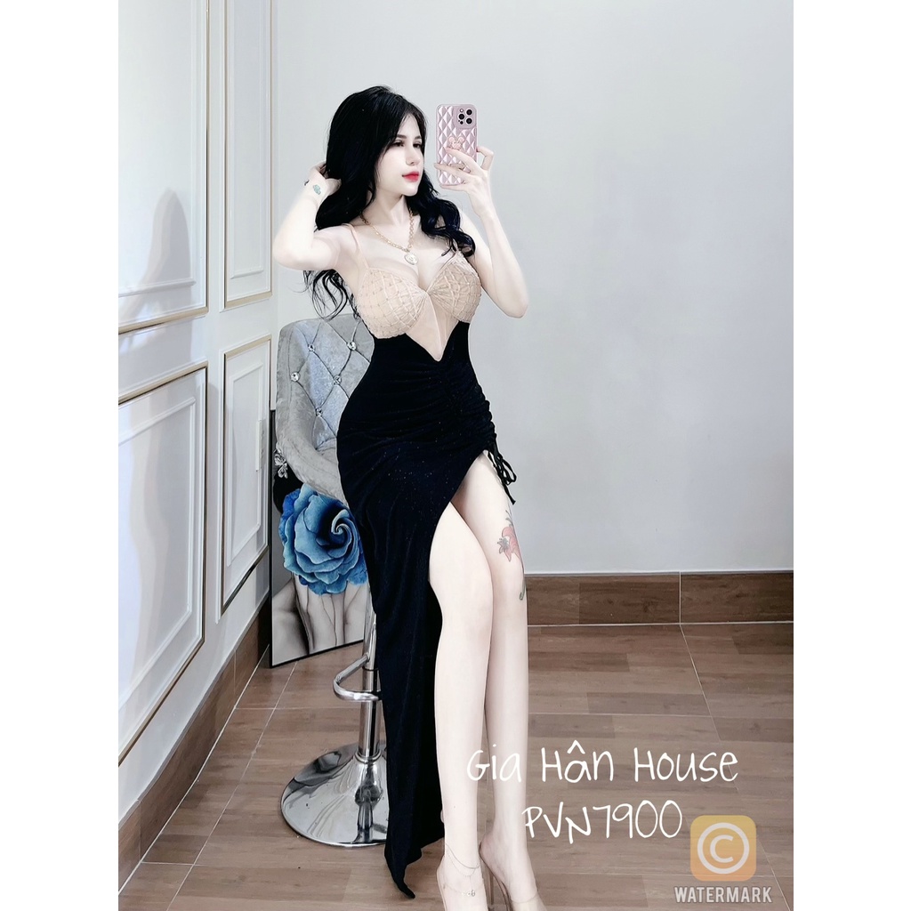 Đầm hột chấm dăng dây