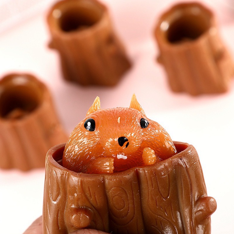 SÓC NÂU dẻo siêu kute Squishy hình SÓC NÂU TRỐN TRONG GỐC CÂY GUDETAMA mẫu mới 2021 đáng yêu