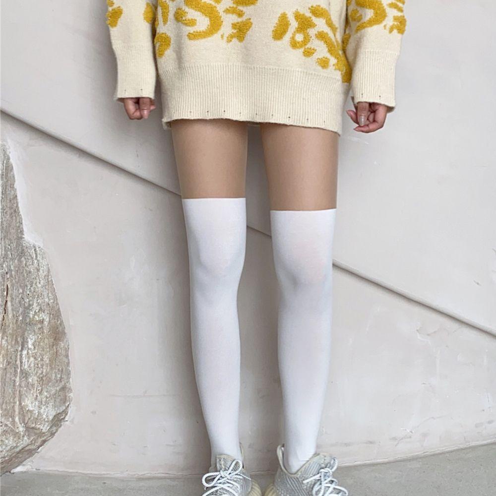 QQMALL Quần Tất Thoáng Khí Màu Sắc Đơn Giản Cho Nữ