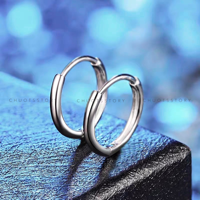 Khuyên tai nam nữ trơn cá tính, bông tai titan thời trang unisex - KTU0006 - ChuotsStory