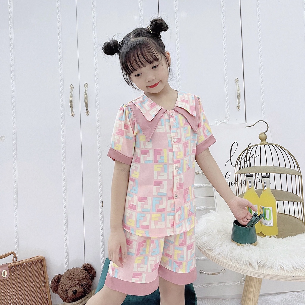 Bộ Pizama cộc tay bé gái từ 16-32kg chất lụa Mago cao cấp❤️Bộ quần áo mặc nhà ❤️Bộ ngủ size đại cho bé gái- M0032
