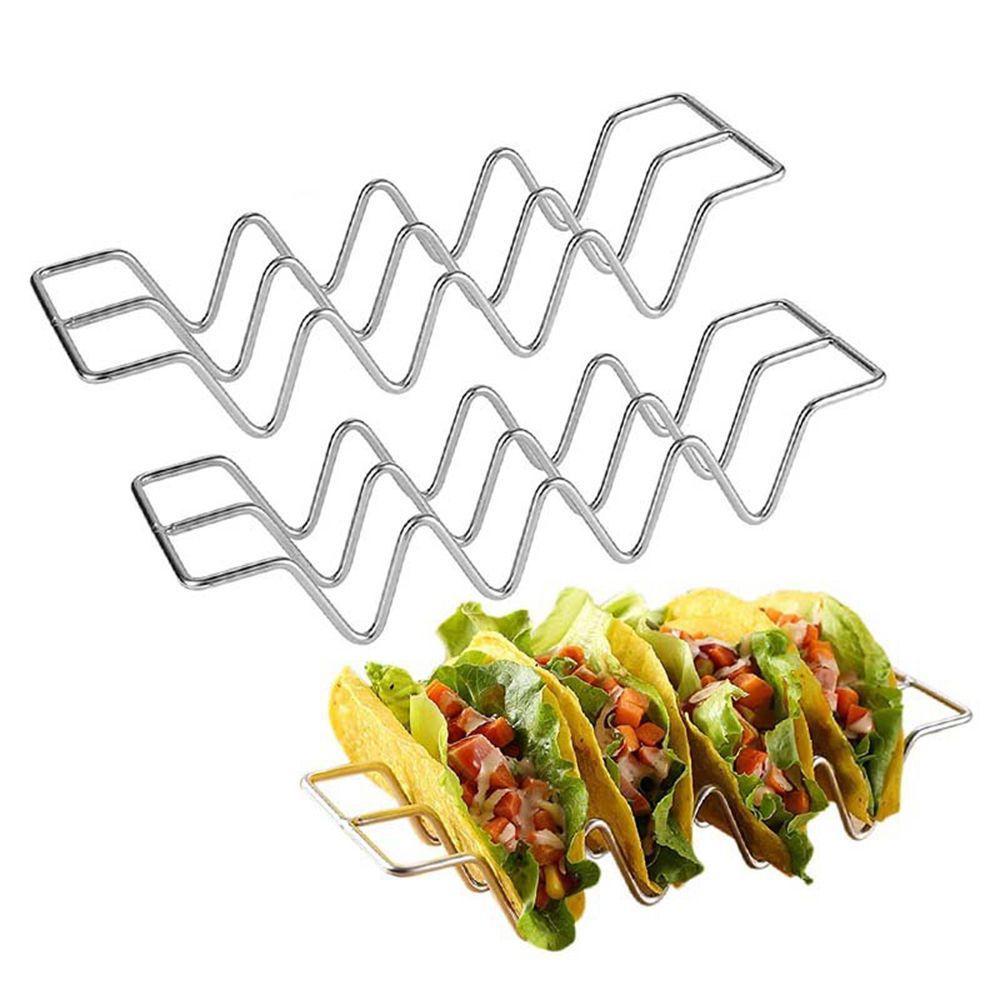 HARRIETT Giá Đỡ Bánh Taco Bằng Thép Không Gỉ Thiết Kế Gợn Sóng Tiện Dụng