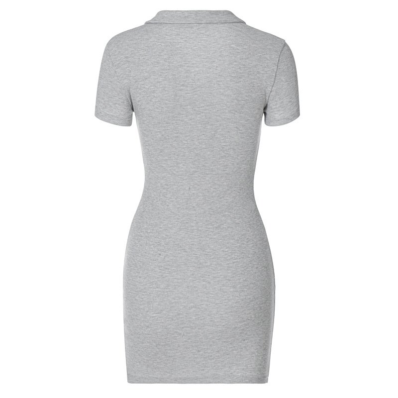 Đầm thun cotton WEANIA cổ polo tay ngắn màu trơn thời trang dành cho nữ